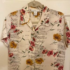 100% Silk Short Sleeve Shirt size S